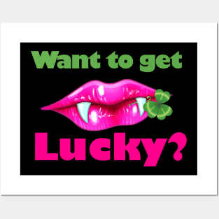 Want to Get Lucky Vampire Clover St Patrick's Day Posters and Art